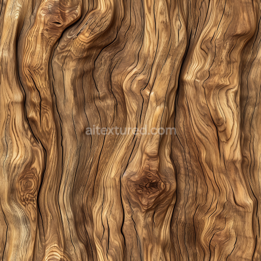 Seamless 3D Rustic Knotted Wood Planks PBR Texture with Distinct Grain