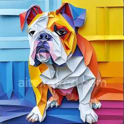 seamless Seamless 3D PBR Texture of Colorful Origami Bulldog Paper Sculpture texture 8k free download PBR