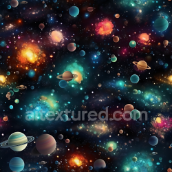 seamless Seamless 3D Space PBR Texture Featuring Vivid Nebulae and Diverse Planets texture 8k free download PBR