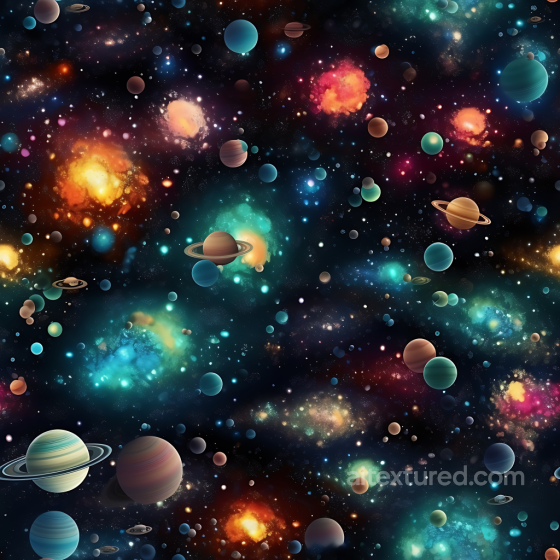 Space PBR Texture Featuring Vivid Nebulae and Diverse Planets Star, space, planets texture preview