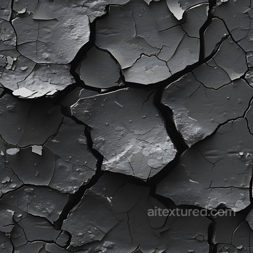 Of Cracked Dark Paint With Prominent Holes And Peeling seamless Cracked & Holes PBR texture