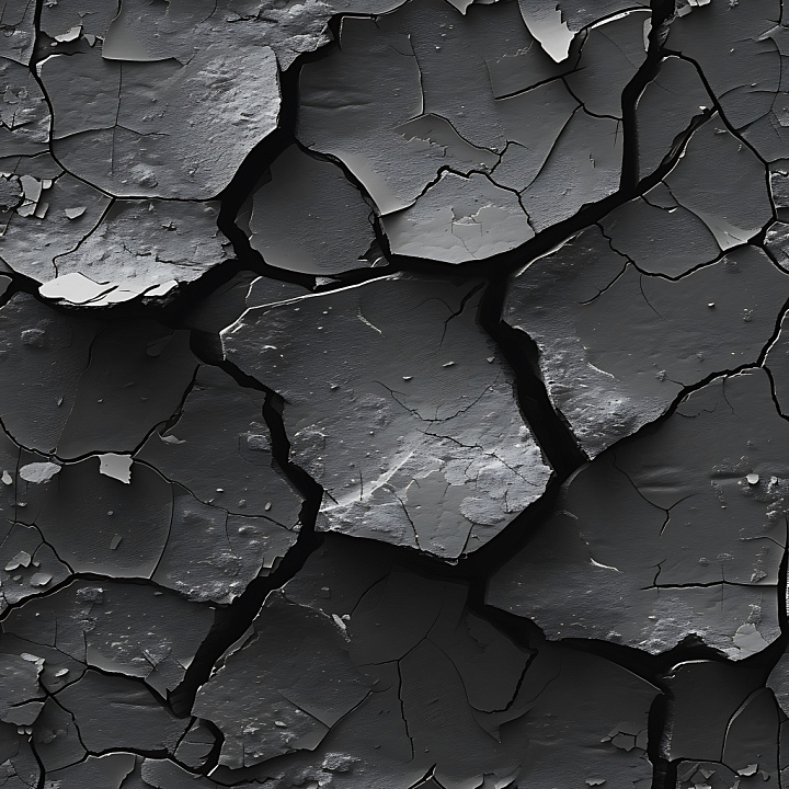 Of Cracked Dark Paint With Prominent Holes And Peeling seamless PBR texture preview