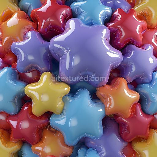Seamless 3D Inflated Star-Shaped Vinyl Balloons PBR Texture in Multicolor