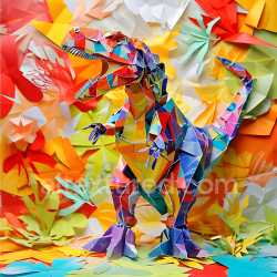 seamless Seamless 3D PBR Dinosaur Origami Texture with Bright Multicolor Geometric Pattern texture 8k free download PBR