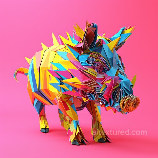 Animal - Seamless 3D PBR Texture of Vibrant Origami Collared Peccary Pattern texture preview