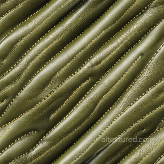 Olive Green Quilted Leather PBR Texture with Detailed Stitching and Wrinkles Leather texture preview