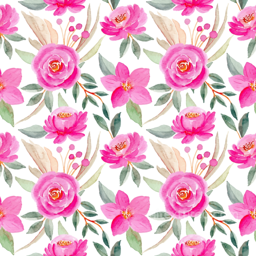 with Pink Flower Watercolor Pattern seamless Pink Flower PBR texture