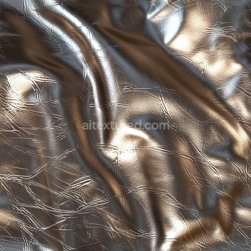 Seamless 3D PBR Texture of Glossy Distressed Brown Leather with Fine Wrinkles and Creases