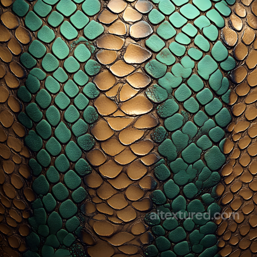 Stylized Green and Gold Creature Skin Seamless Texture with Organic Scale Detailing seamless Skin PBR texture