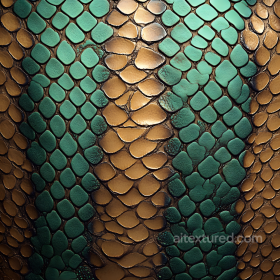 Stylized Green and Gold Creature Skin Seamless Texture with Organic Scale Detailing Skin texture preview