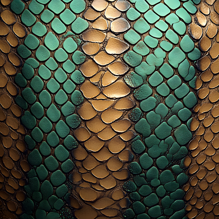 Stylized Green and Gold Creature Skin with Organic Scale Detailing seamless PBR texture preview
