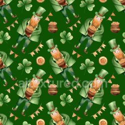 seamless Seamless 3D PBR Texture with Leprechauns and Shamrocks in St Patrick Style texture 8k free download PBR