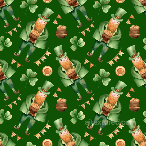 with Leprechauns and Shamrocks in St Patrick Style seamless St patrick digital paper bundle PBR texture