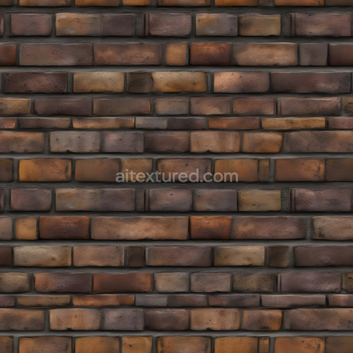 Seamless 3D PBR Cracked Brick Wall Texture with Dark Earthy Tones and Weathered Surfaces