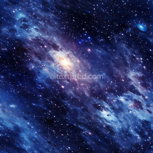 Seamless 3D Space PBR Texture Featuring Glowing Galactic Clouds and Starfield