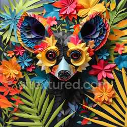 seamless Seamless 3D PBR texture of vibrant layered paper-style animal fur with bold floral accents texture 8k free download PBR