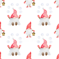 seamless Seamless 3D PBR Watercolor Christmas Gnome Texture with Snowballs and Lantern texture 8k free download PBR