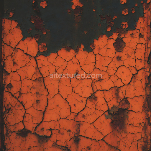 Seamless 3D PBR Cracked Rusty Metal Texture with Orange and Dark Corrosion