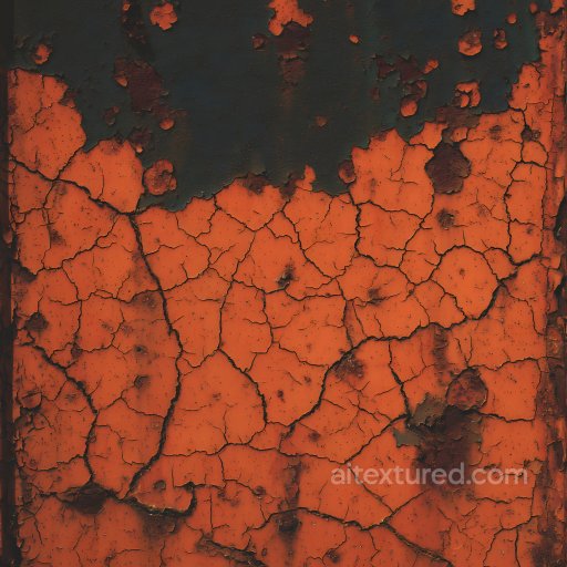 Cracked Rusty Metal Texture with Orange and Dark Corrosion seamless Rust PBR texture