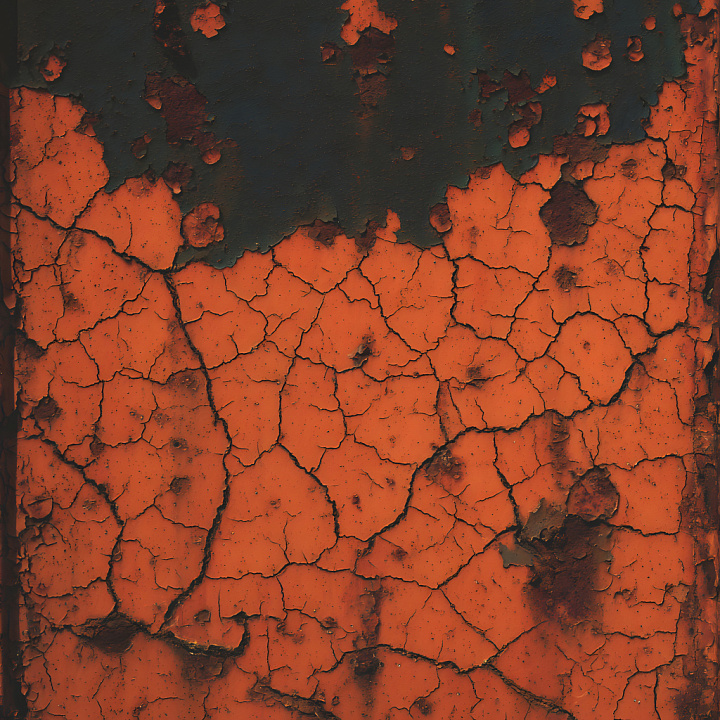 Cracked Rusty Metal with Orange and Dark Corrosion seamless PBR texture preview