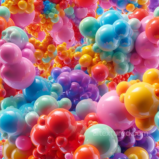 Inflated Glossy Bubble PBR Texture in Vibrant Colors seamless Inflated PBR texture