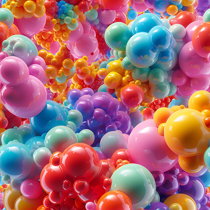 Inflated Glossy Bubble in Vibrant Colors seamless PBR texture preview