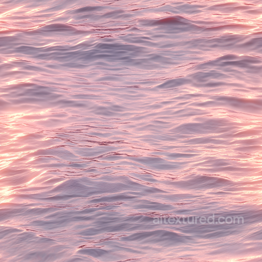Water PBR Texture of Pink Sunset Ocean Surface with Gentle Waves seamless Water PBR texture