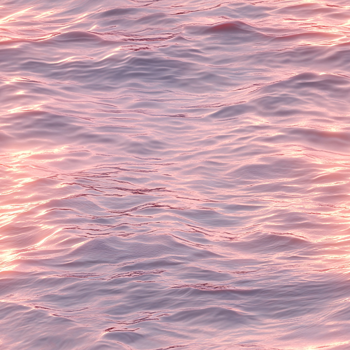 Water of Pink Sunset Ocean Surface with Gentle Waves seamless PBR texture preview