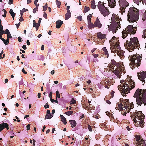 Seamless 3D PBR Leopard Print Fabric Texture with Pink and Black Spots