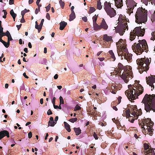 Leopard Print Fabric Texture with Pink and Black Spots seamless Leopard Print PBR texture