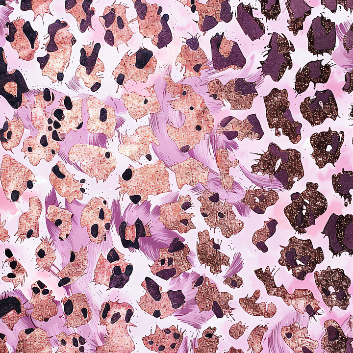 Leopard Print Fabric with Pink and Black Spots seamless PBR texture preview