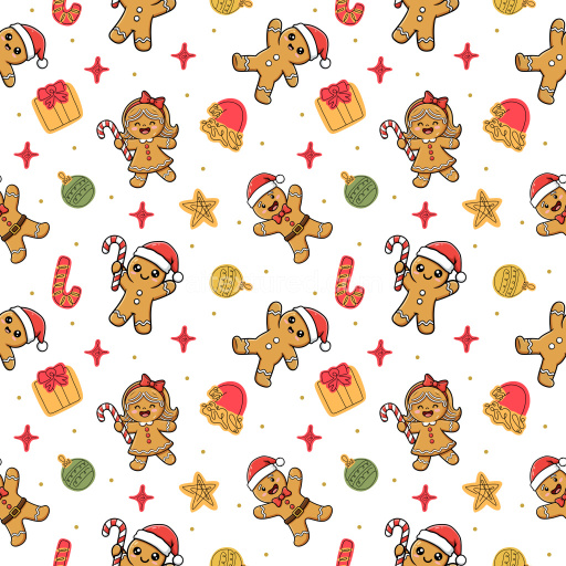 Pattern Bundle - Seamless 3D Pattern PBR Texture with Christmas Gingerbread Cookies and Festive Motifs texture preview