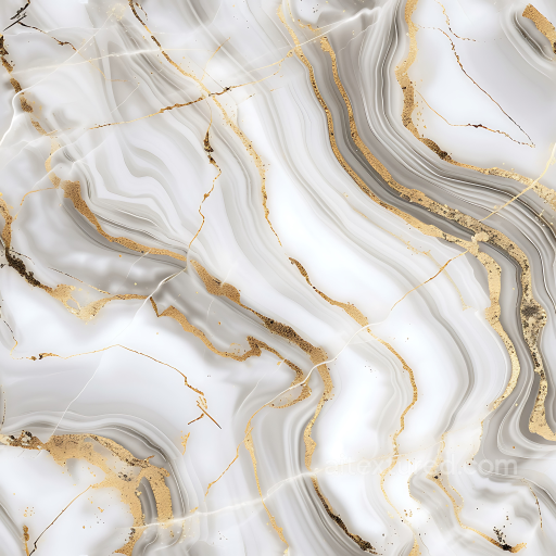 Glossy White Marble PBR Texture with Elegant Gold Vein Swirls seamless Marble PBR texture