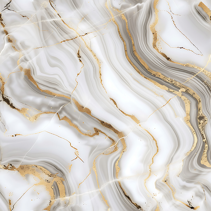 Glossy White Marble with Elegant Gold Vein Swirls seamless PBR texture preview