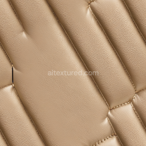 Seamless 3D Quilted Beige Leather PBR Texture with Subtle Grain and Stitching