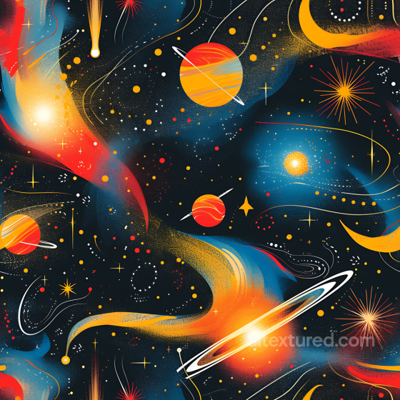Space Texture with Stylized Galaxy, Nebula, and Orbital Planets Star, space, planets texture preview