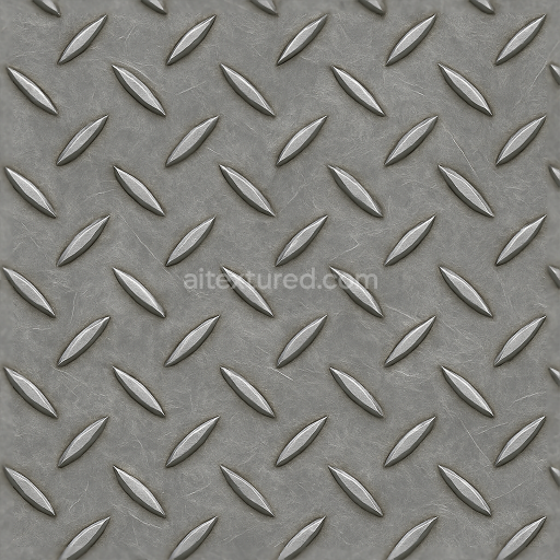 Seamless 3d texture pbr 8k tactile plate diamond bumps on scratched metal outdoor plate