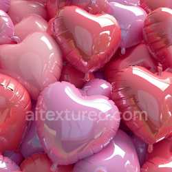 seamless Seamless 3D Inflated Heart-Shaped Vinyl Balloons PBR Texture in Pink and Red texture 8k free download PBR