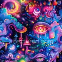 seamless Seamless 3D PBR Graffiti Texture Featuring Vibrant Neon Hues and Abstract Psychedelic Patterns texture 8k free download PBR