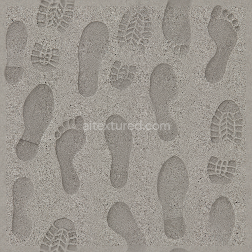 Seamless 8k PBR 3d Texture of Pressed Human Shoe Sole Prints on Concrete
