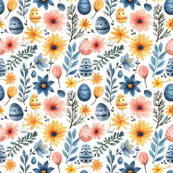 seamless Seamless 3D PBR Texture Featuring Handpainted Easter Eggs and Spring Flowers texture 8k free download PBR