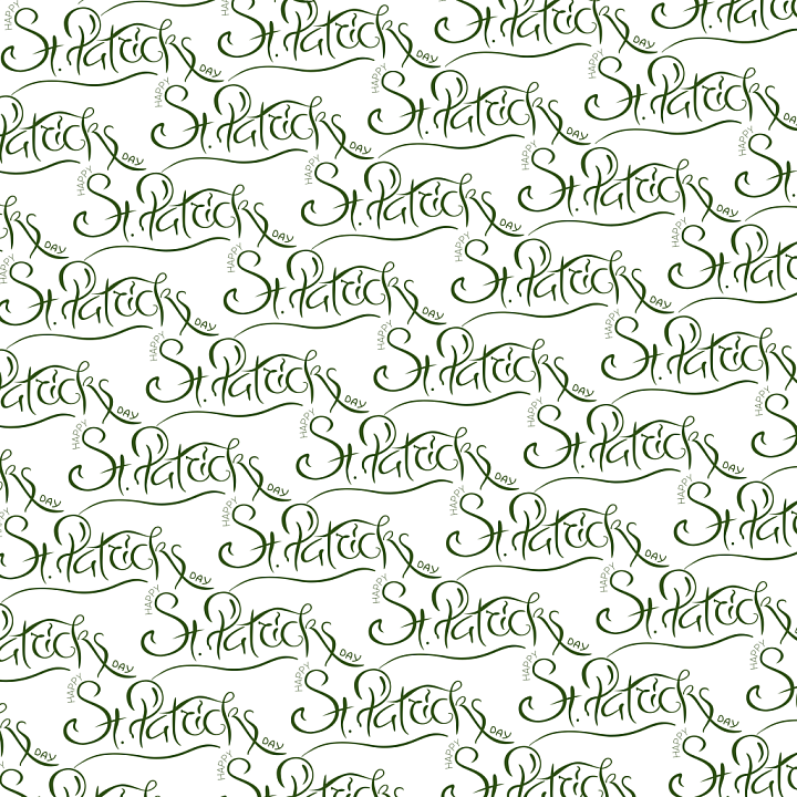 Digital Paper With Hand-Drawn St Patrick Script seamless PBR texture preview