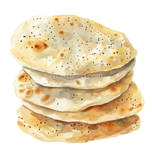 Watercolor Iranian Barbari Bread Stack Breakfast Graphic