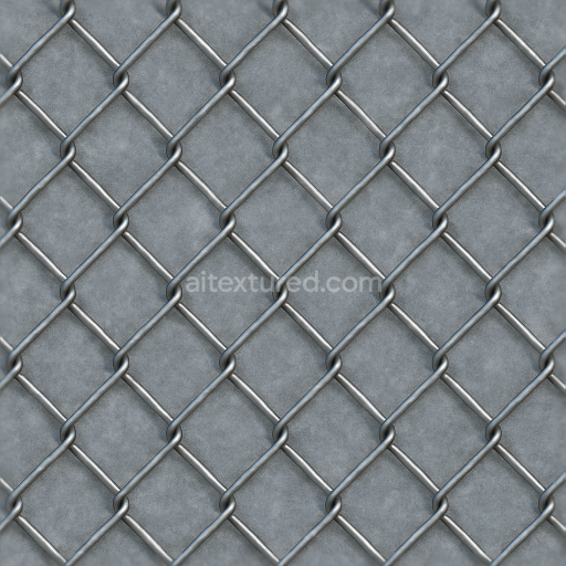 Seamless 3d texture pbr 8k chain link fence with galvanized metal and fence wire details