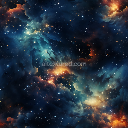Seamless 3D Space PBR Texture of Vibrant Nebula Clouds and Starfield