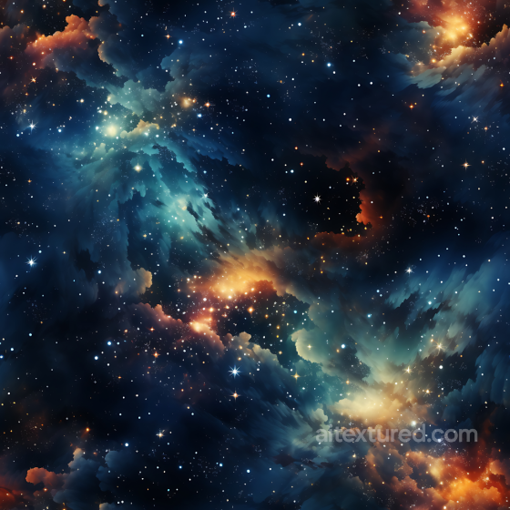 Space PBR Texture of Vibrant Nebula Clouds and Starfield Star, space, planets texture preview