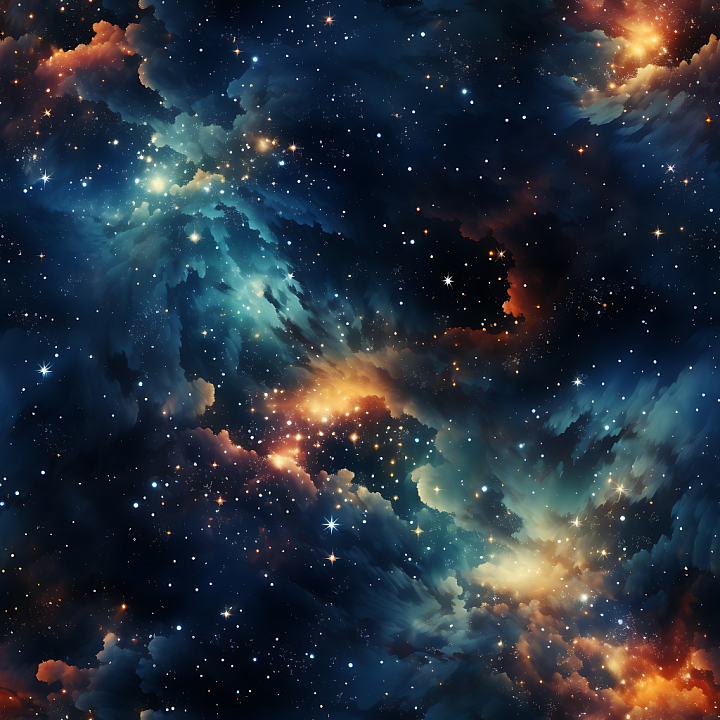 Space of Vibrant Nebula Clouds and Starfield seamless PBR texture preview