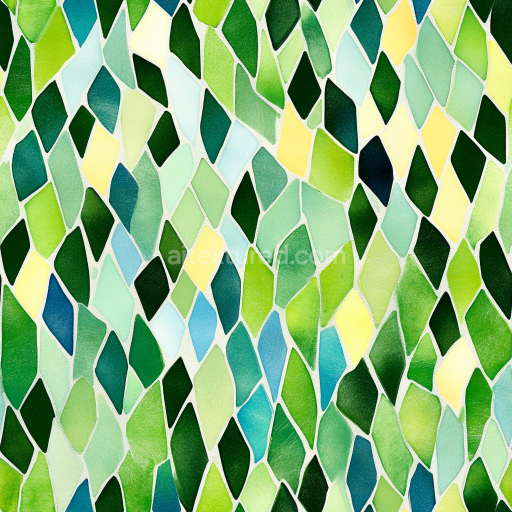 Seamless 3D mosaic PBR texture featuring green-yellow irregular glass tiles texture preview