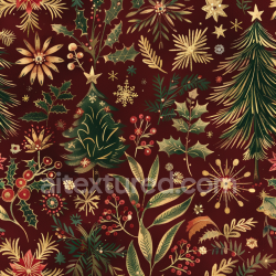 seamless Seamless 3D PBR Vintage Christmas Fabric Texture with Festive Botanicals texture 8k free download PBR