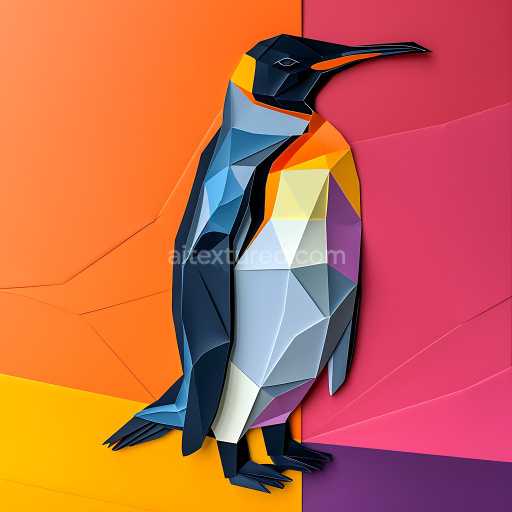 Seamless 3D PBR Texture of Stylized Crested Penguin Origami Pattern